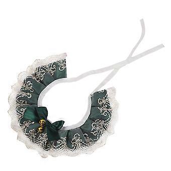 Green Fancy Cat Collar for Pet Neck Ornament 2Pcs Decorative Kitten Collar