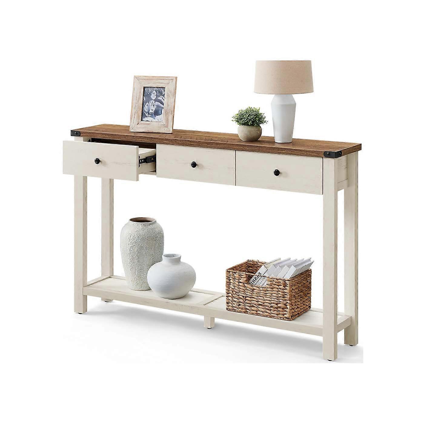 Console table with drawers and open shelf 9.4"D x 47.2"W