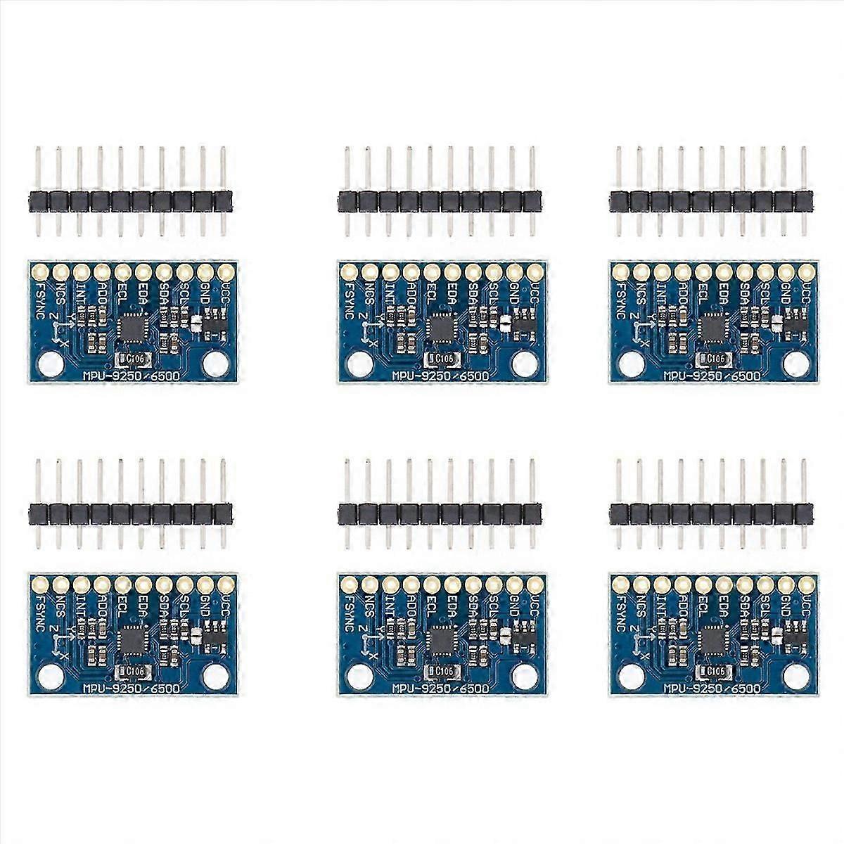 6 Pack MPU-9250 9-Axis Sensor Module, SPI Communication, Triaxis Gyro, Accelerometer & Magnetic Field Sensor