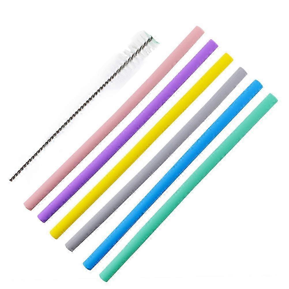 7-Pc Portable Silicone Reusable Straw Set