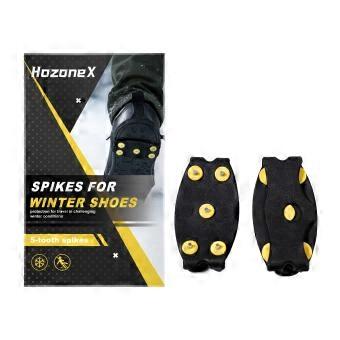Pcs 1-5 HOZONEX 1 Pair Ice Cleats Portable 5 Teeth Anti Slip Shoe Grips Winter Snow Traction Device 