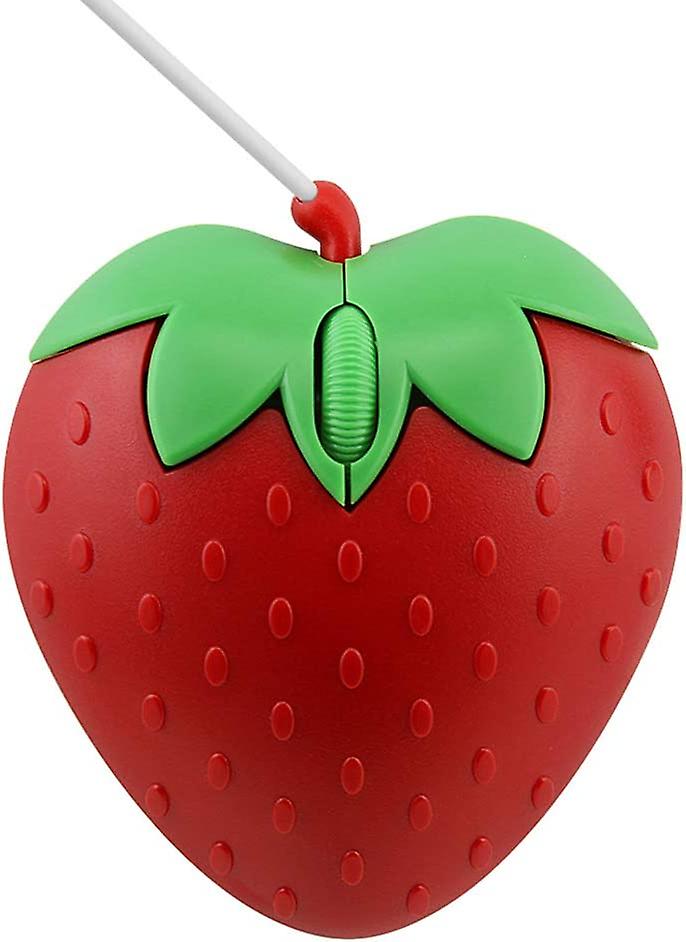 USB Wired Mouse Cute Fruit Strawberry Shape Wired Mouse Portable Mini Optical Mice Cartoon Computer Mouse 3 Buttons for Laptop Desktop PC (Strawberry)