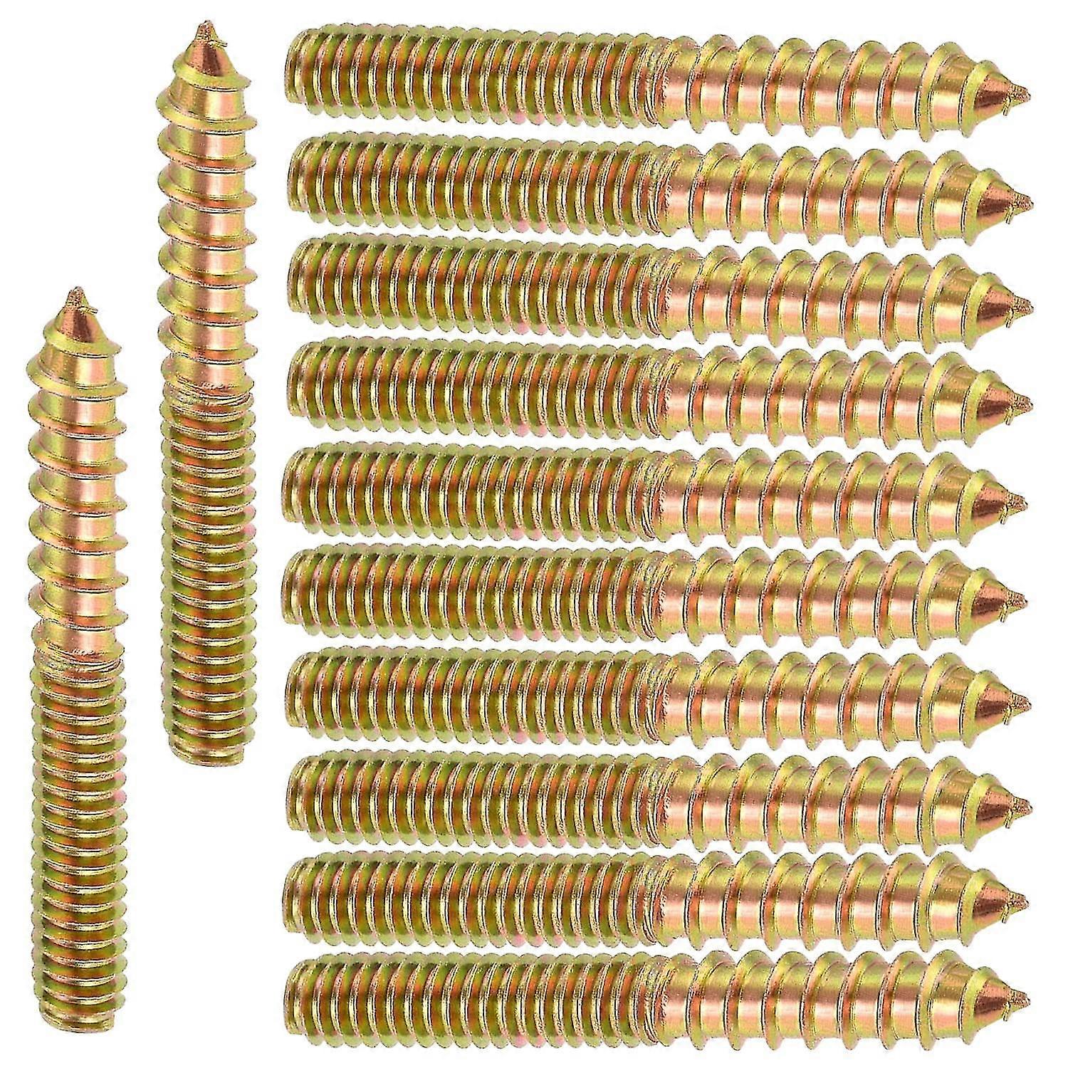 12pcs Double Thread Screws, Wood Furniture Connector, M6