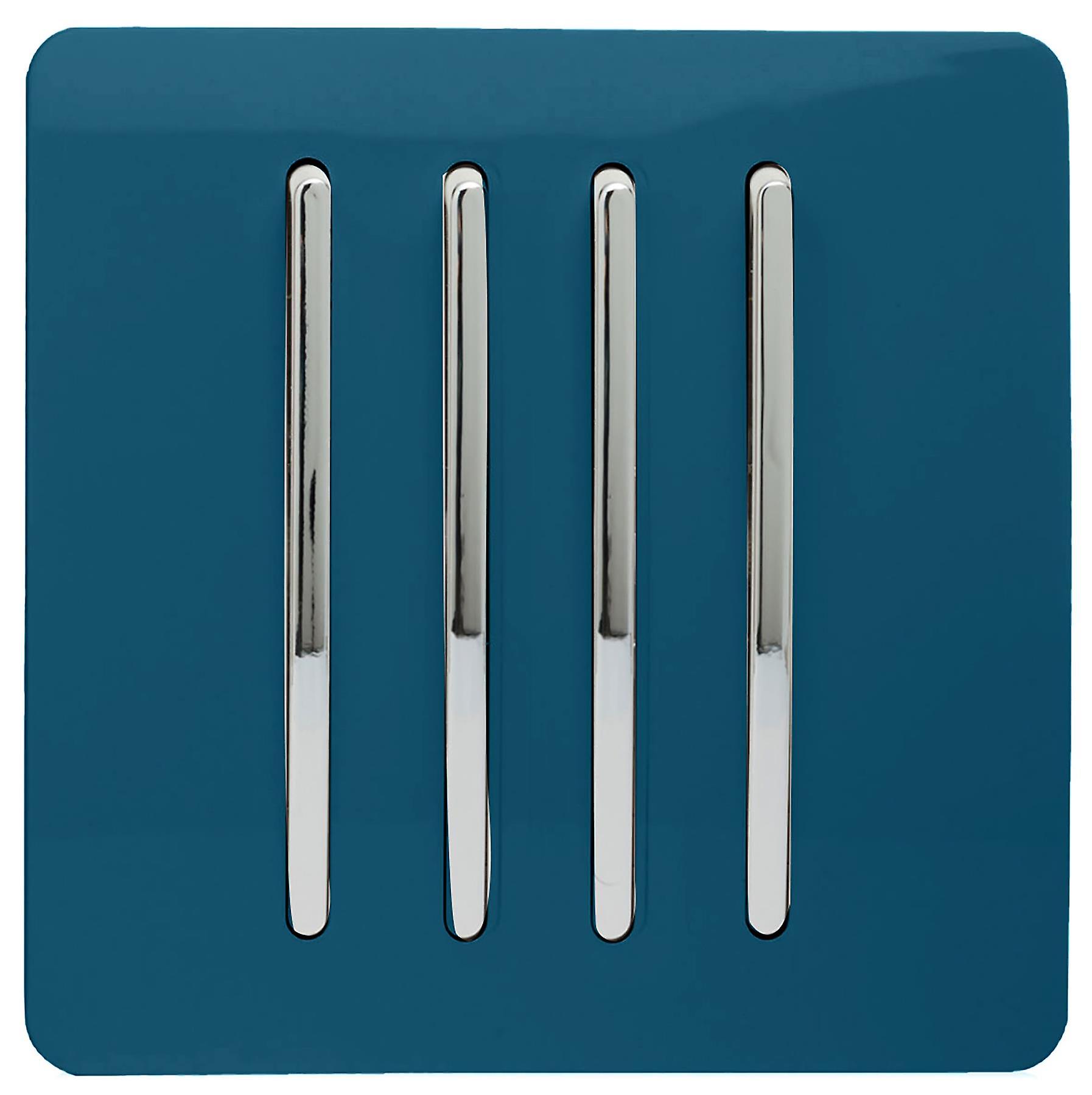 Trendi 4 Gang 1 Way Artistic Modern Glossy 10 Amp Rocker Tactile Light Switch Midnight Blue