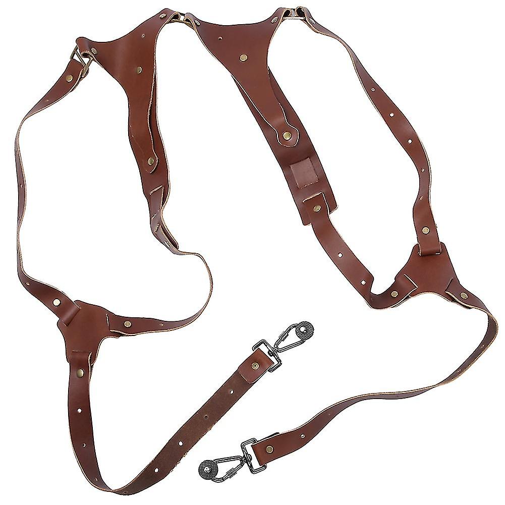 Camera Dual Leather Quick Release Shoulder Strap Harness For Slr Accessories