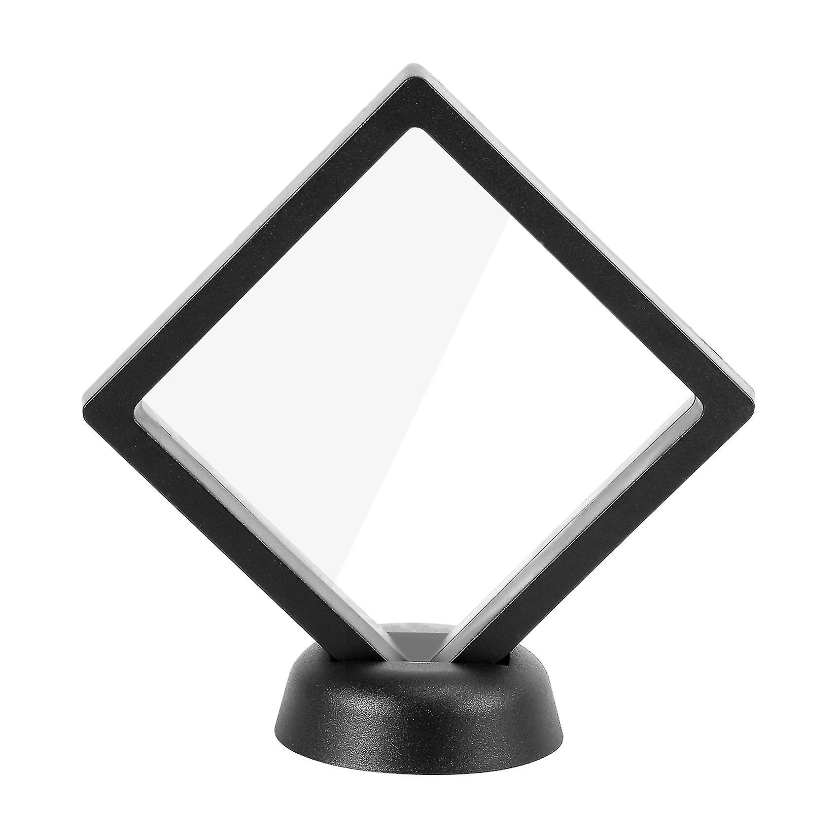 Quadratische 3D Alben Floating Frame Halter Münzbox Schmuck Display Vitrine, 9x9cm (mit Basis)