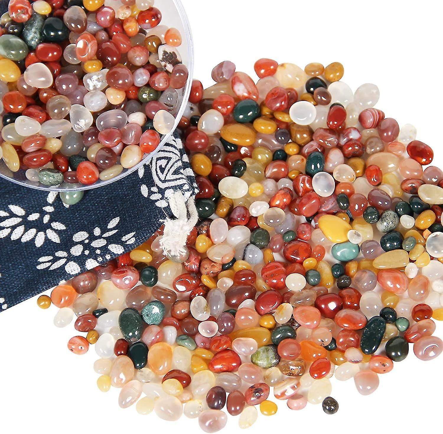 Mini Polished Colored Agate Crystal Stones, 500g Natural Colored Agate, Small Spent Crushed Chips St