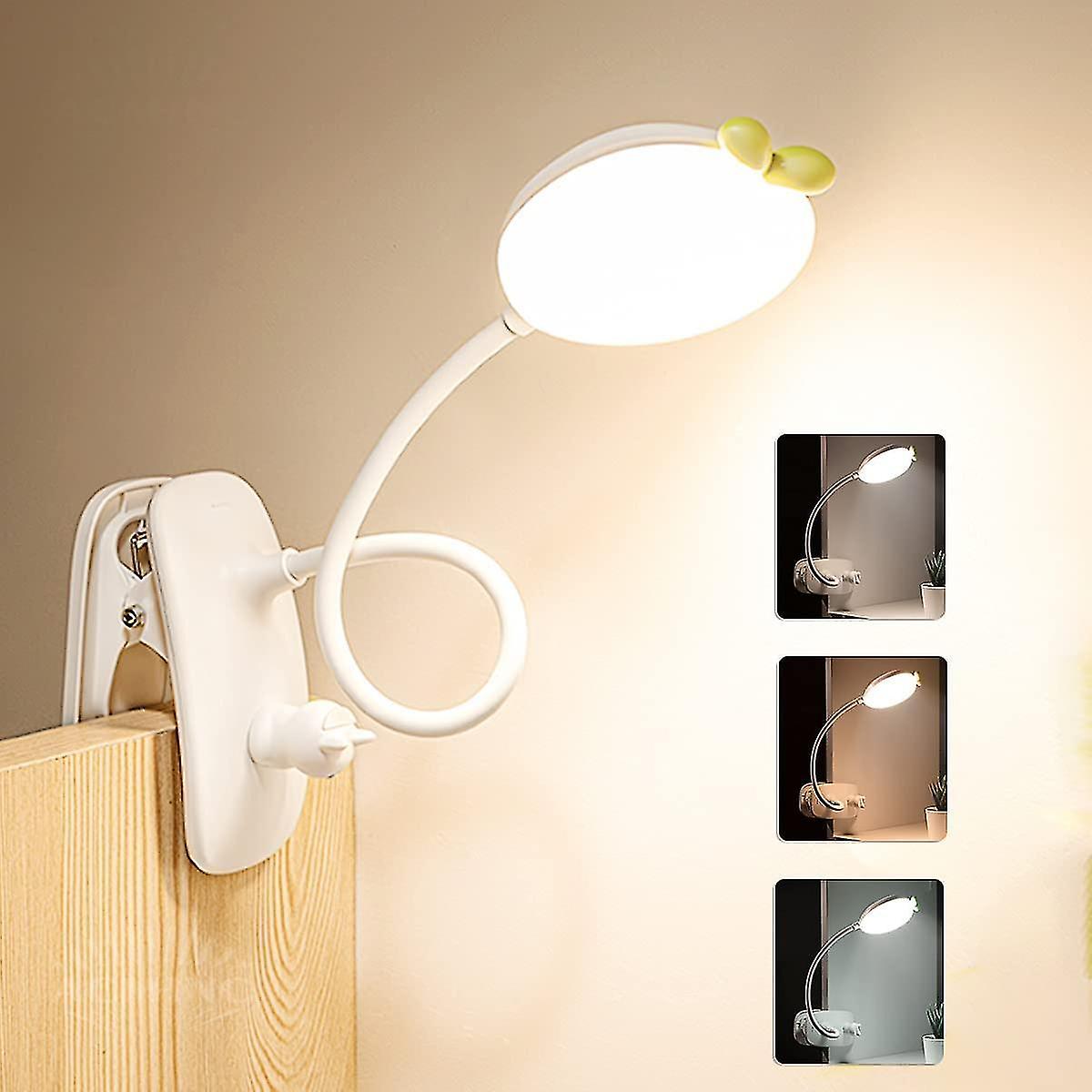 Children's Clip-on Lamp Dimmable Led Rechargeable Reading Light For Books, 360 Flexible Touch Bedsid