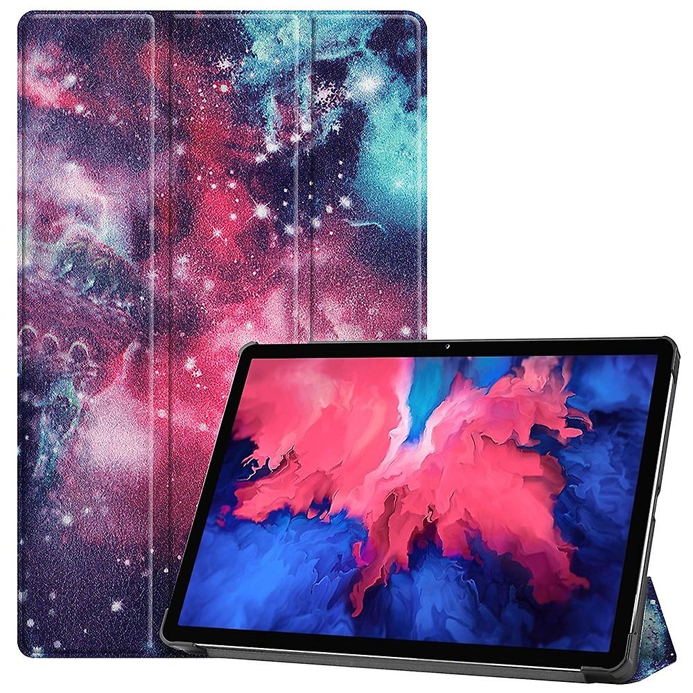 PU Leather Tri-Fold Stand Tablet Case with Dustproof Pattern Printing for Lenovo Tab P11 TB-J606F
