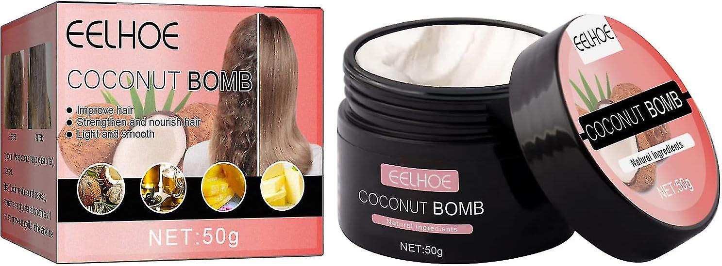 2023 Noua mască de păr hrănitoare Coconut Bomb, pentru balsam profund neted de mătase Tratament uscat deteriorat Mască naturală de păr cu ulei de cocos, pentru toate tipurile de păr