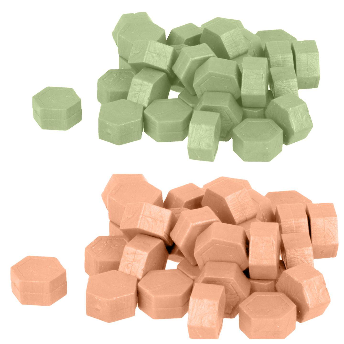 Hexagonal wax beads - Light green + Pink