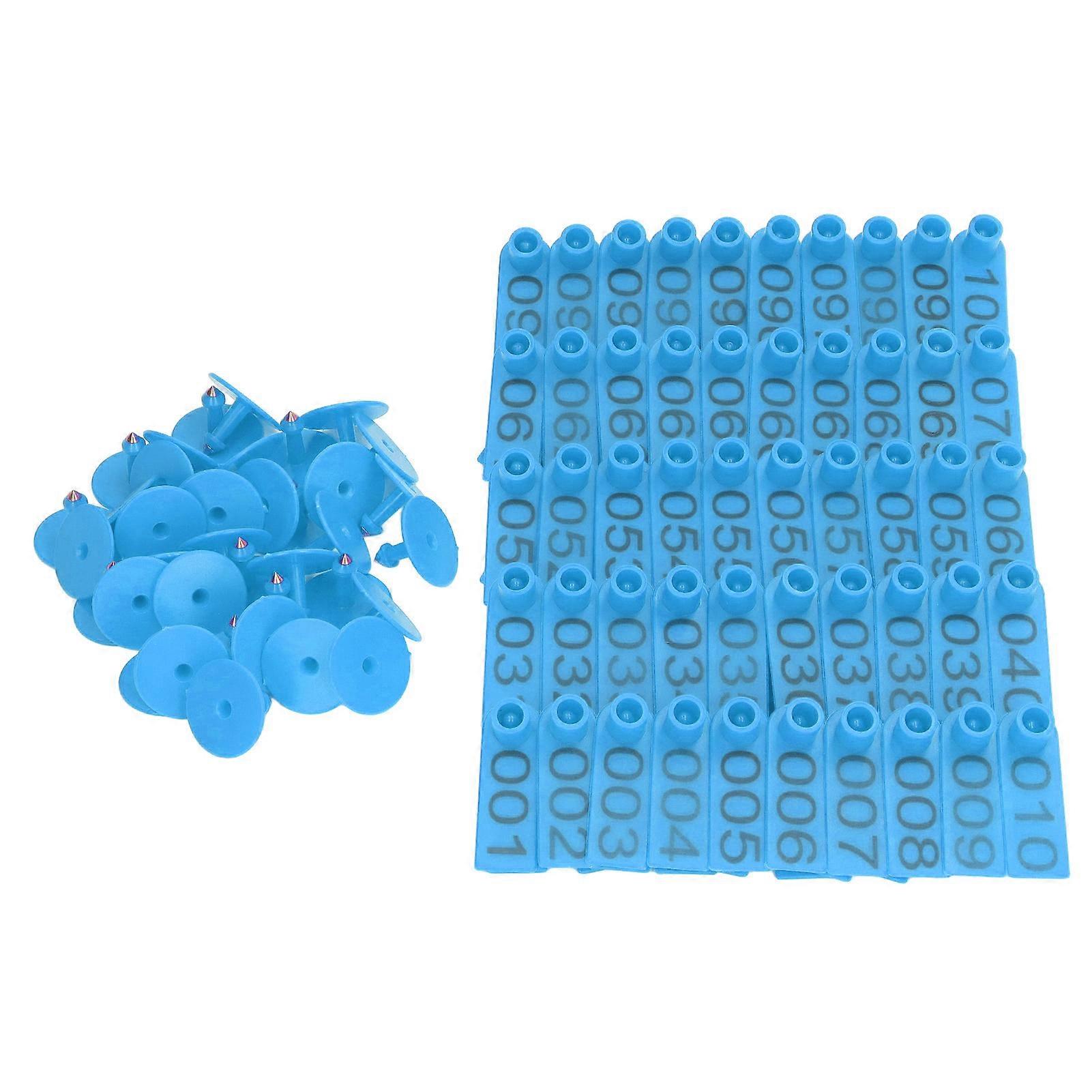 Lot de 100 étiquettes d'oreille numérotées pour bovins, carte d'identification précise pour vaches, cochons, moutons, bleu