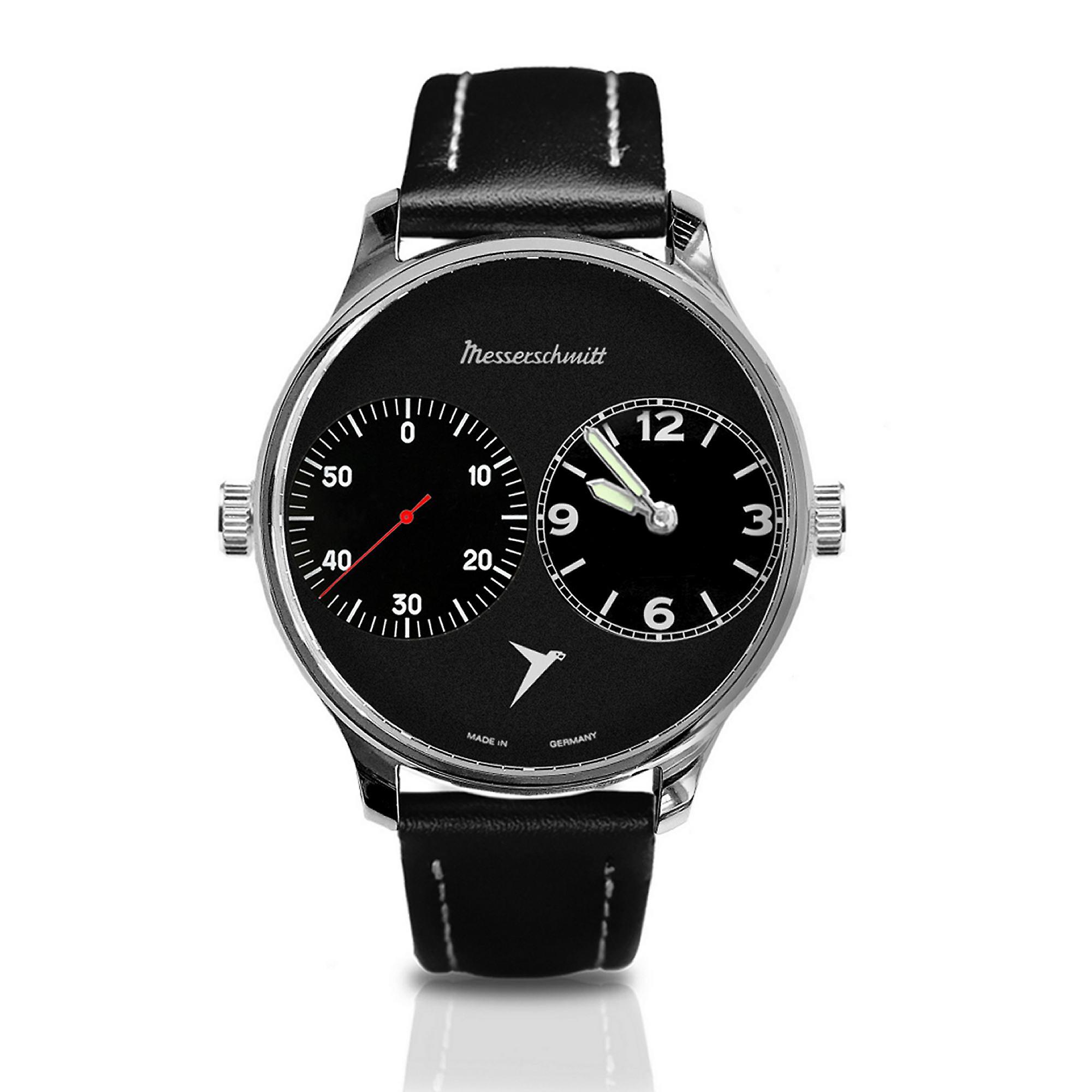 Aristo Men's Messerschmitt Watch Pilot's Watch Two-Timer ME-Dual-SL Leather