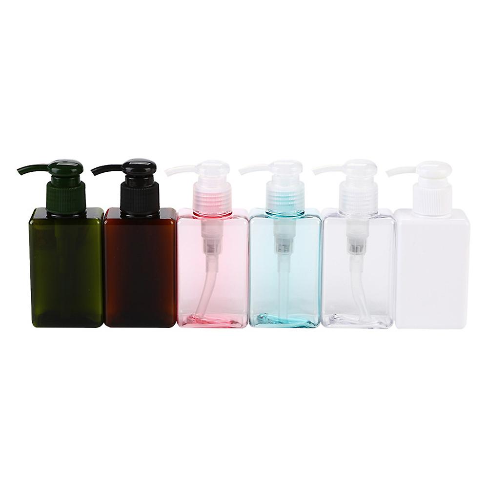 6pcs 100ml Travel Portable Square Empty Pump Bottles Lotion Shampoo Sub-bottle