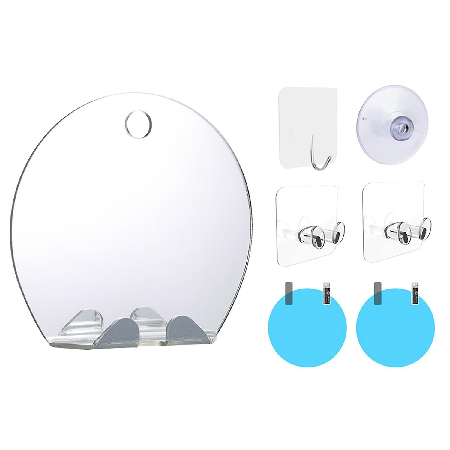 Ouzhan 1 Set Shower Mirror with Suction Cup Wall Mounted Acrylic Anti-Fog Shaving Makeup Mirror for