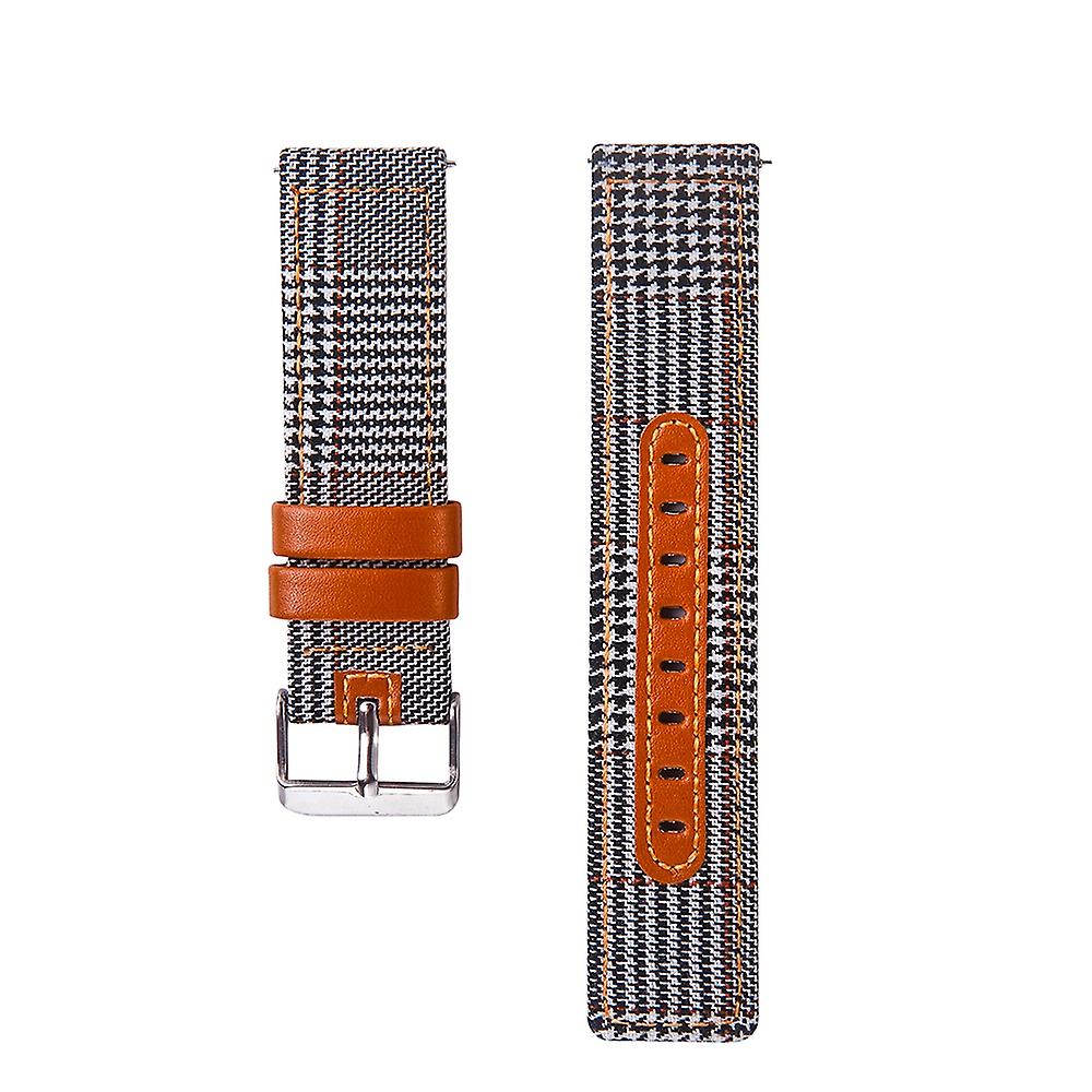 Cloth and Genuine Leather Watch Strap Replacement for 22mm Smart Watch - 006