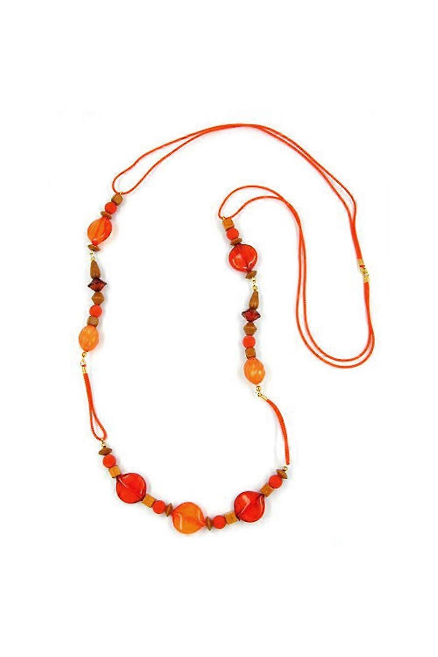 Necklace Beads Red-orange Ochre - Gl00164