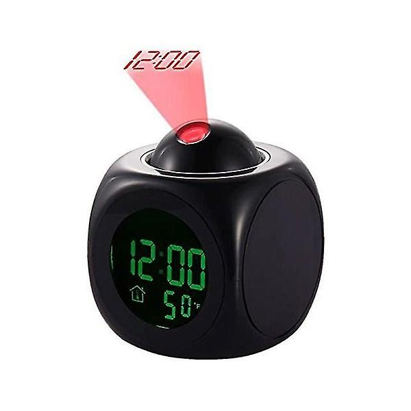 Multifunction LED Projector Alarm Clock with Digital Temperature Display and Voice Talking.