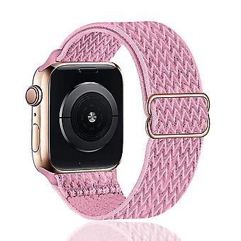 Veeki Stretchy  Strap Compatible with Apple  Bands Adjustable Stretch Braided Elastics Weave Nylon  for iWatch  7 --- Pink42/44/45mm
