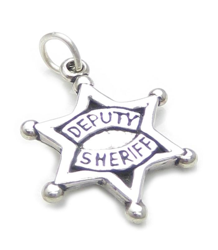 Deputy Sheriff Badge Sterling Silver Charm .925 Sheriffs Badges Charms