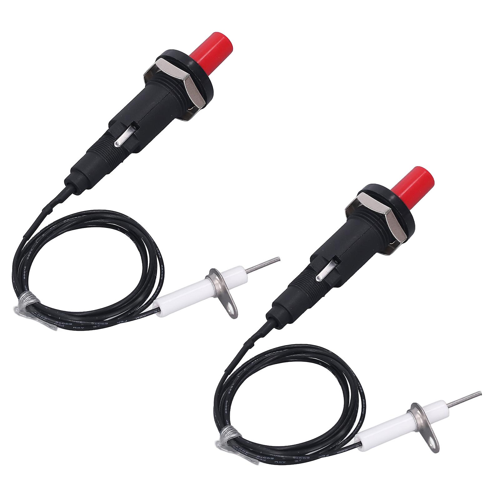 2 Pcs Piezo Igniter 1 Out 2 Push Button with Ignition Needle Wire 1 Meter Piezoelectric Ignition for Fireplace Oven Heater Kitchen 