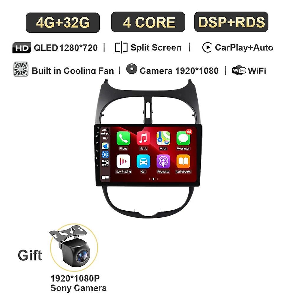 Android 13 Car Radio For Peugeot 206 206cc 206sw 2001 - 2008 Video Players Carplay Auto No 2 Din Multimedia Dvd Navigation Bt