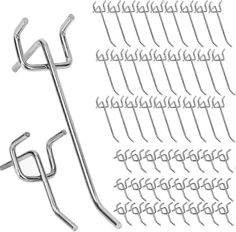 Pegboard Hooks 50 Pcs Pegboard Hooks Door Wall Panel Wall Hooks for Retail Display 10cm and 5cm Single Hook Set Chrome
