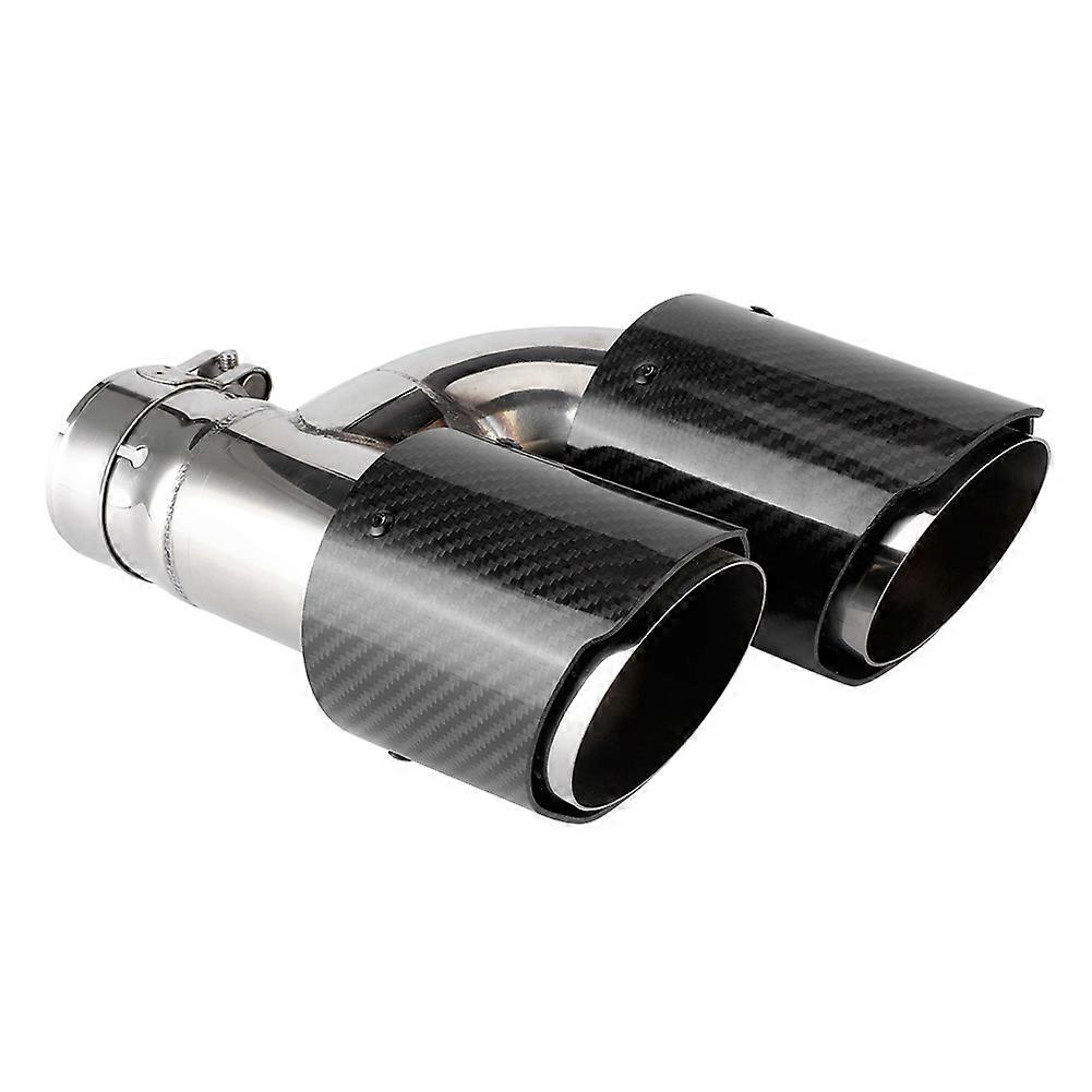 60mm Inlet 89mm Outlet Carbon Fiber Dual Pipe Exhaust Pipe H Type End Tip Fit for A4L A6(Glossy High Low Left ) E2U511