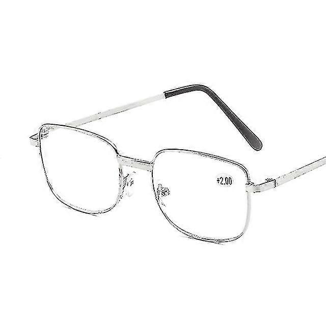 Anti Blue Light Blocking Rimless Reading Glasses Femmes Men Square Frame Frame Presbytes Glasses Diopters +1.0 1.5 2 2.5 4.0