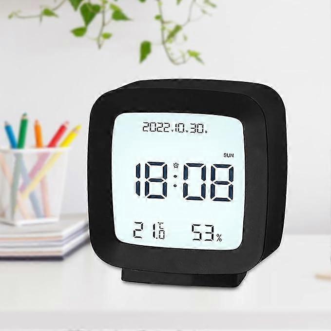Digital Alarm Clock, LCD Digital Alarm Clock with Temperature Display Date Snooze Function Weekend Mode, Battery Operated Bedside Digital Clock for Be