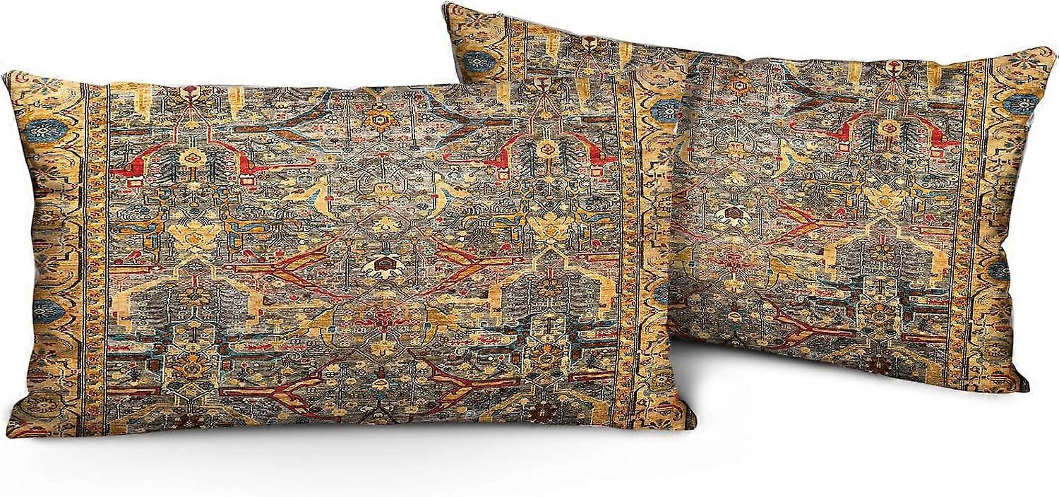 Capas de Almofada Boho Rust 12x20 polegadas Conjunto de 2, Capa de Almofada de Pelúcia Macia com Padrão Dupla Face para Sofá Cama Decorativa, Apenas P
