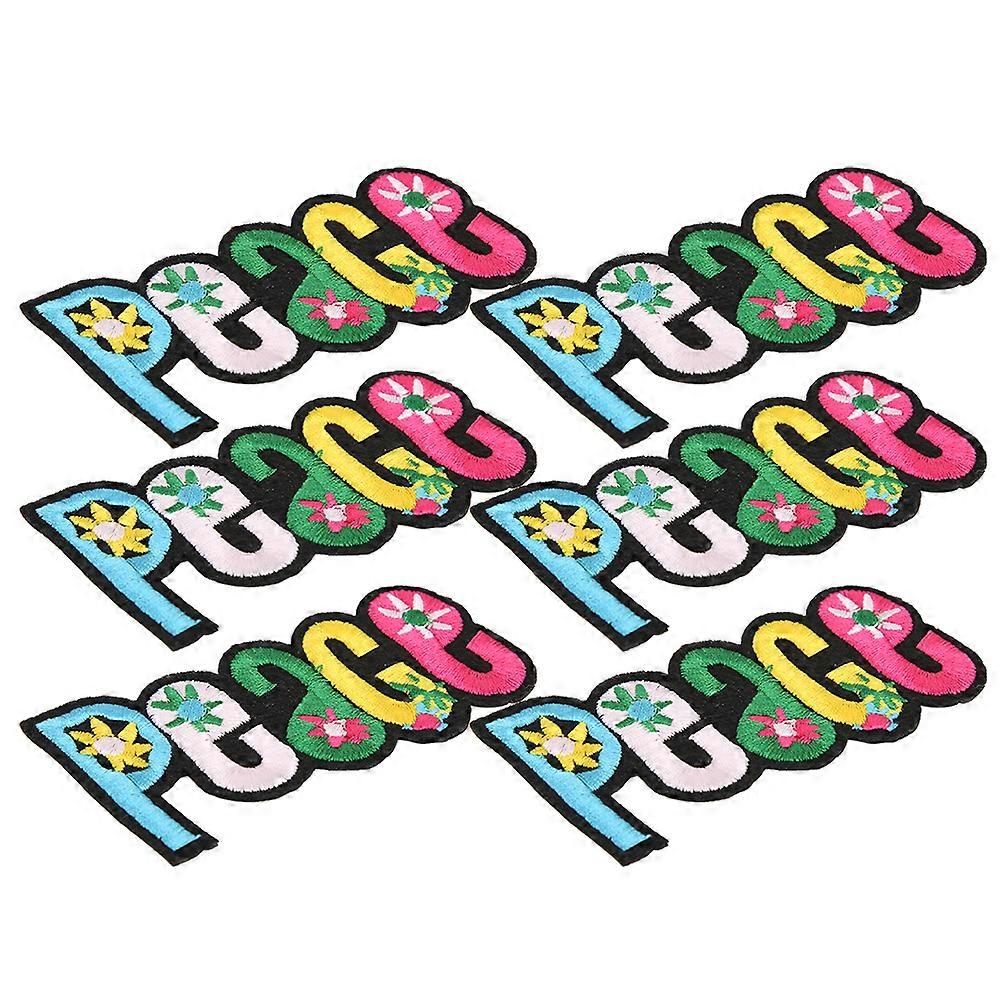 6 stuks doek patch kleurrijke Engelse letters handgemaakte DIY kleding decoratie accessoires (kleurrijke vrede Engelse letters)