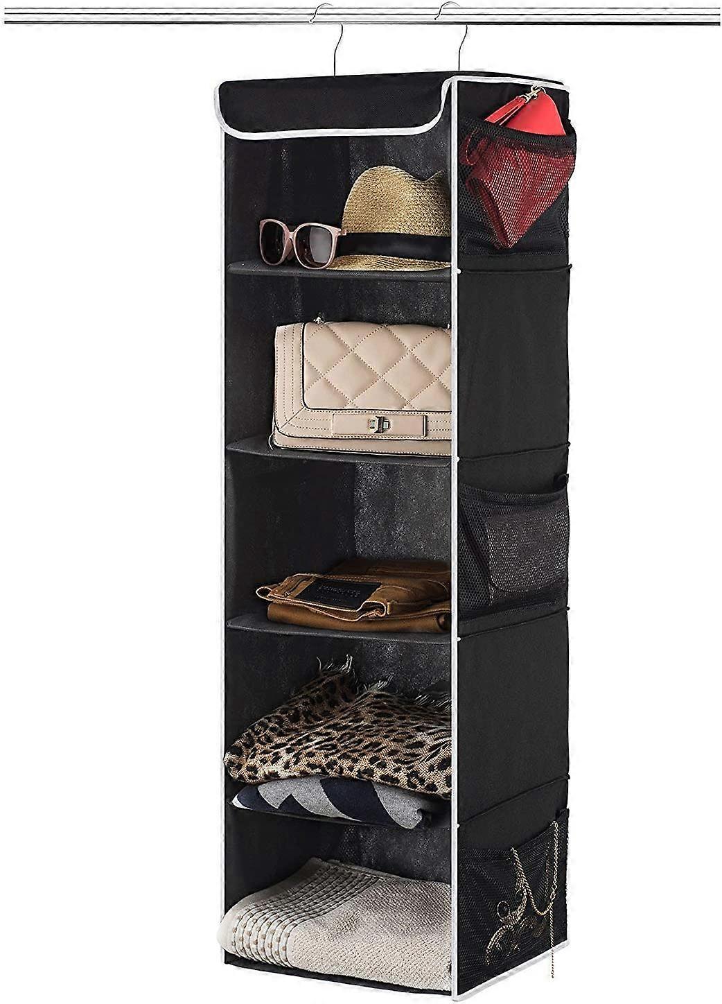 5-vånings garderobsorganisatör väskställ - för kläder 12" x 11" x 42" (svart)