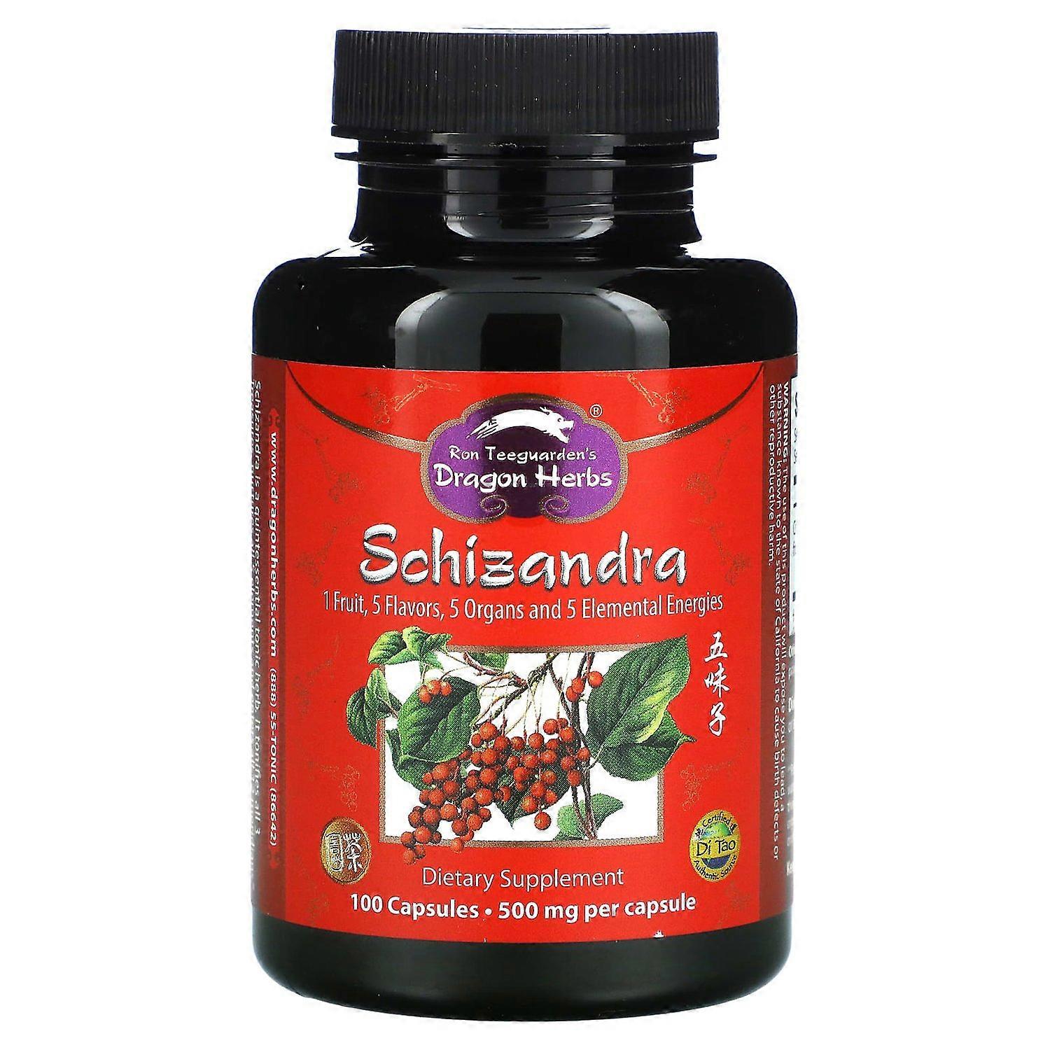 Dragon Herbs, Schizandra, 500 mg, 100 Capsules