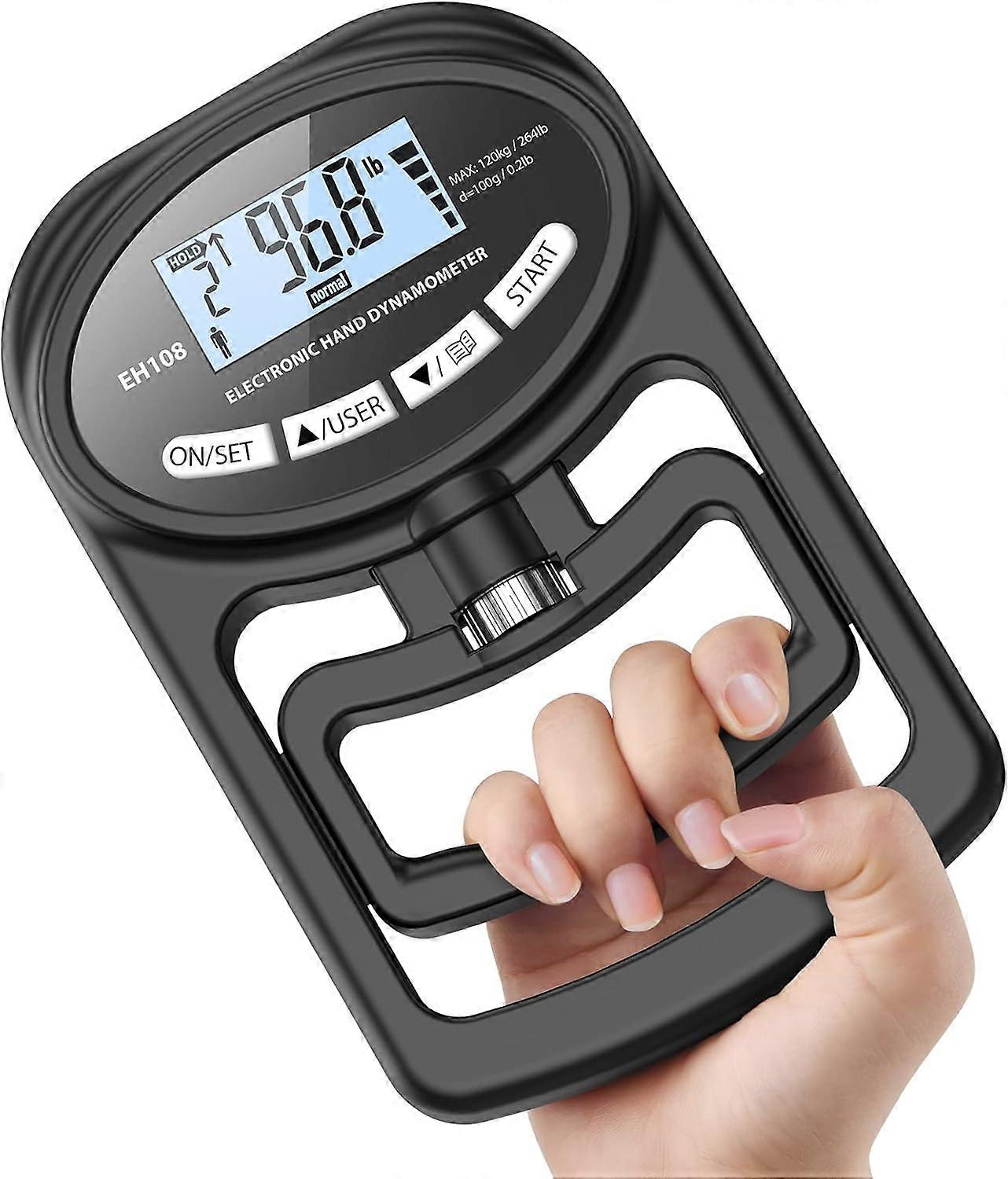Handdynamometer Grip Strength Trainer - Elektronischer Handgriffverstärker Griffkrafttester Handtrainingsmessgerät Digitales Trainingsmessgerät 265 Lbs / 