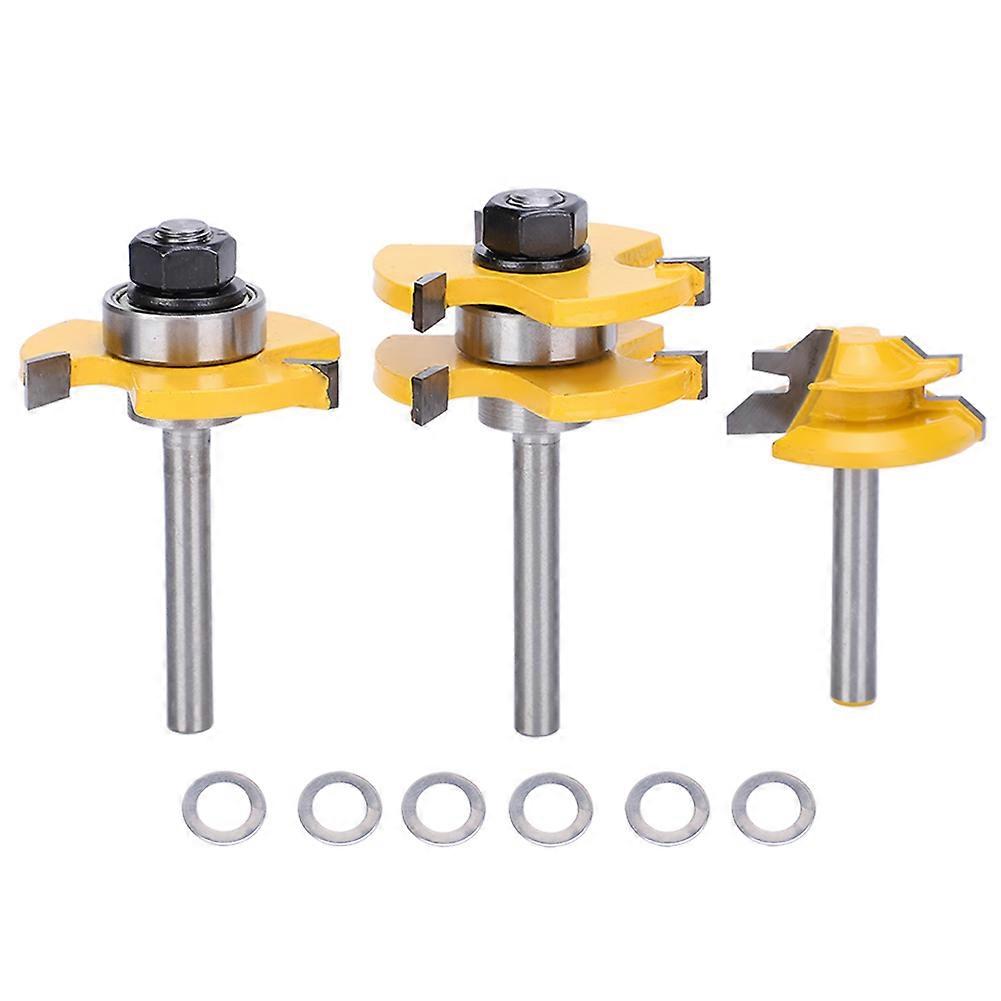 3Pcs Stile Router Bit Set 45 Router Bit 3 Teeth TShaped 1/4 Shank Woodworking Cutter Tool