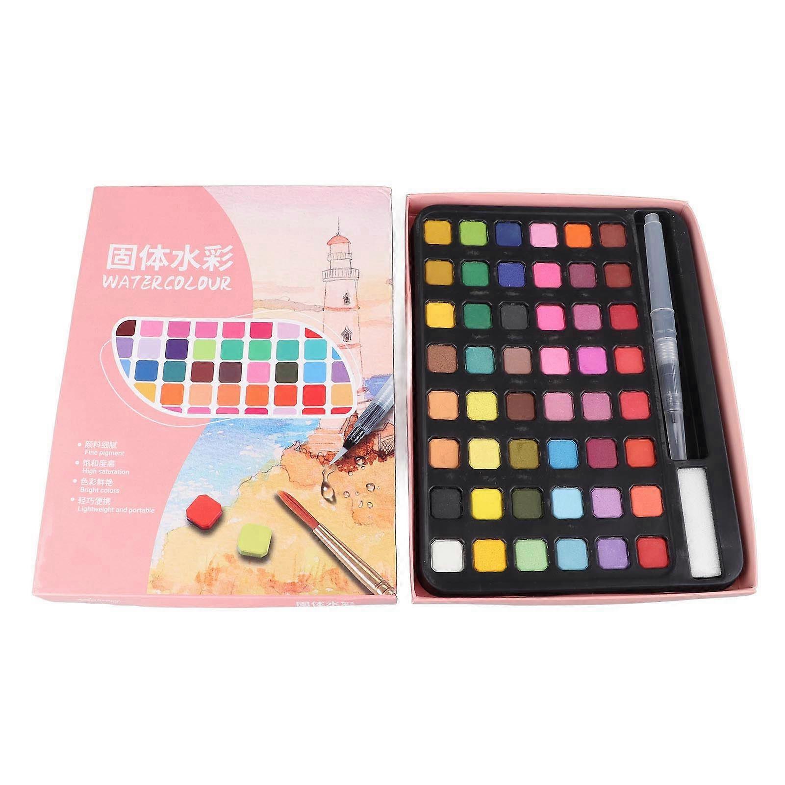 48 Colors Solid Pigment Paints Professional Highly Pigmented Vivid Lightfast Watercolor Paint Set for Artists Beginners Kids
