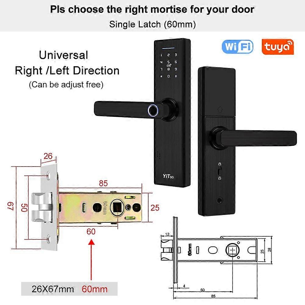 X1 Smart Fingerprint Lock Wifi Electronic Door Lock Tuya APP Remotely with RFID /Password /Key Unlock Outdoor Waterproof