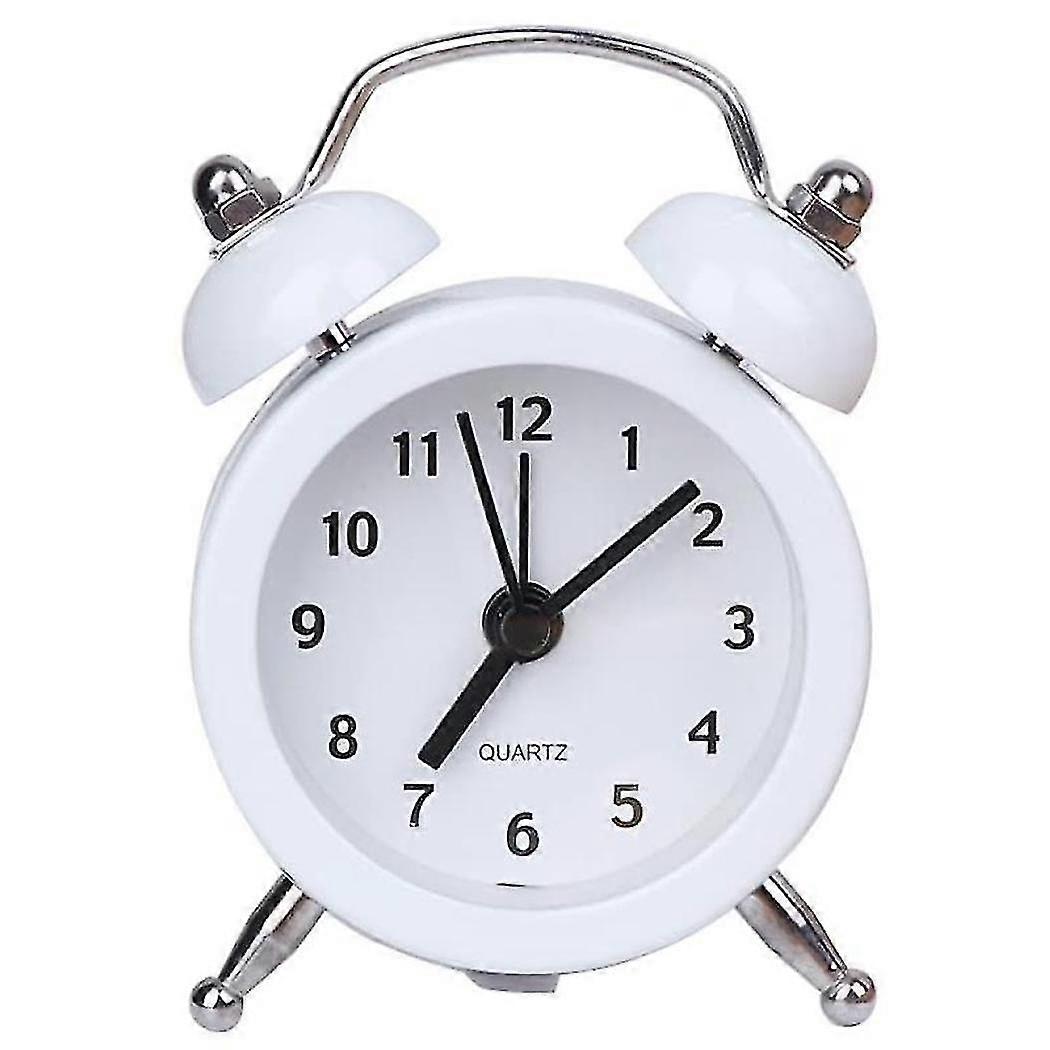 Mini Round Battery Alarm Clock Desktop Table Bedside Clocks Decor