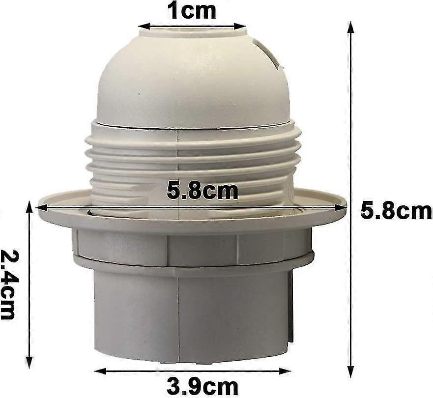 Edison Screw Es E27 Light Bulb Lamp Holder Pendant Socket, Practical Lamp Pendant Socket With Shade Ring And 10mm Threaded Entry(2pcs-white) Yaju