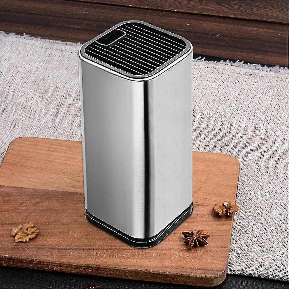 Universal Knife Block (without Knives)- Round Stainless Steel Space-saver Knife Holder Stand