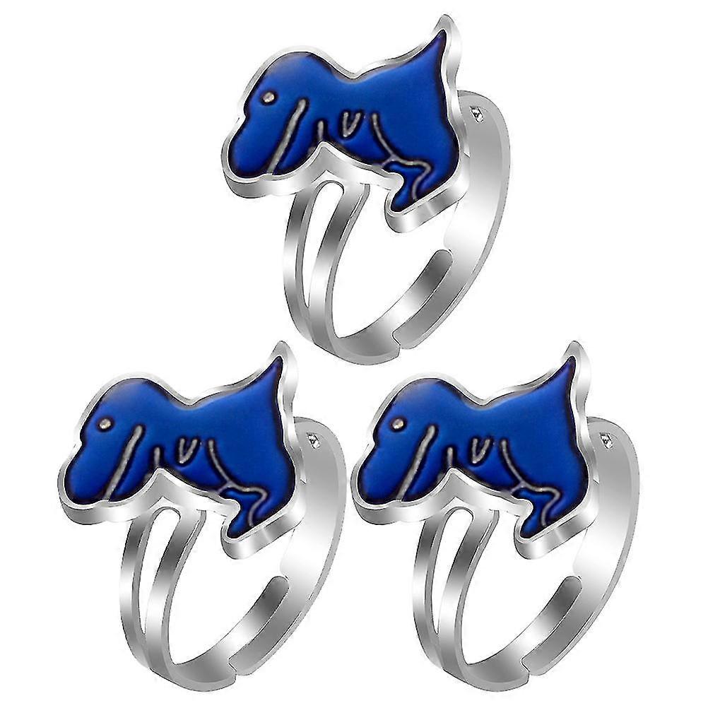 3pcs Dinosaur Design Durable Temperature Finger Rings Color Changing Rings For Children