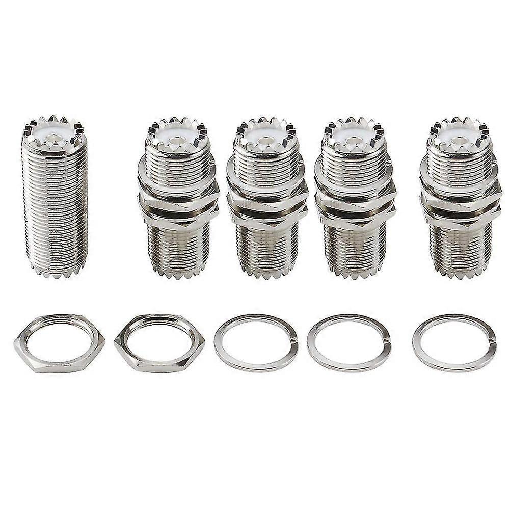 5 Pcs Adapter Uhf Female M16 Nut Bulkhead To So239 Jack Panel Mount Connector