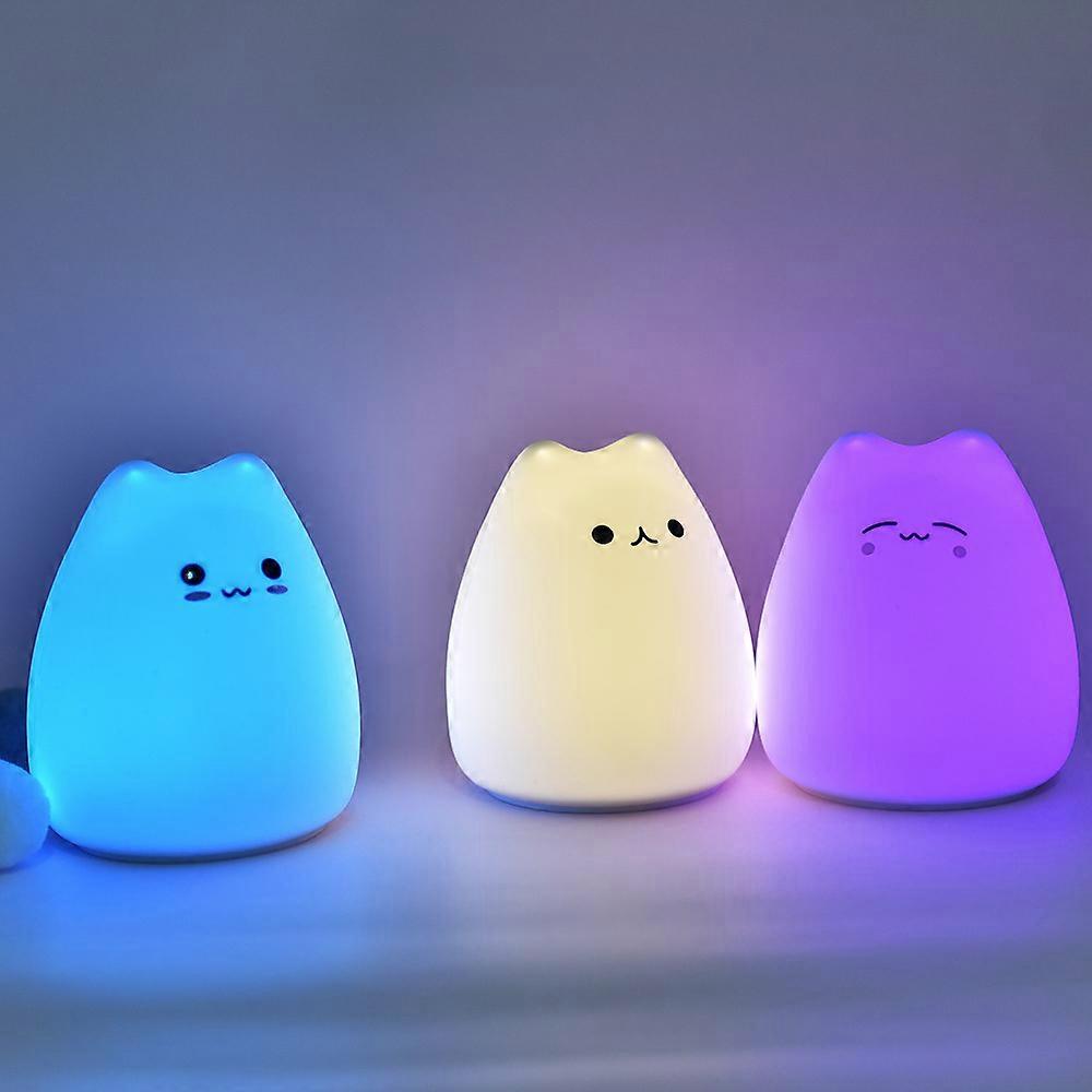3pcs LED Cat Night Light, Battery Powered Silicon