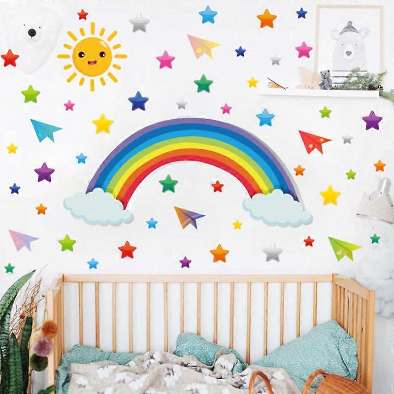 1pc Large Rainbow stars sun clouds Wall Decal