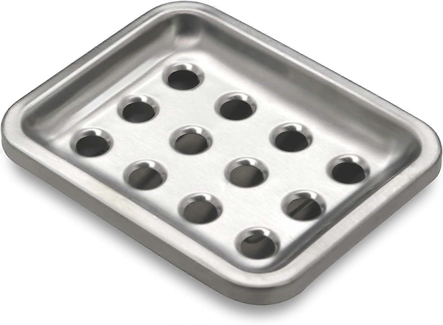 Large Stainless Steel Soap Tray - Metal Soap Holder with Drain Tr