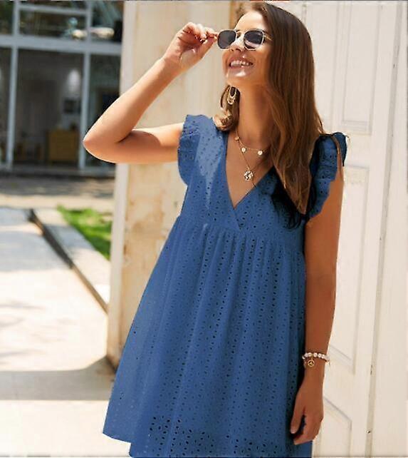 chinese dress ladies Pink Lace Hollow Short Sleeve Dress Pink / XL by Blue Zone Planet main image 1