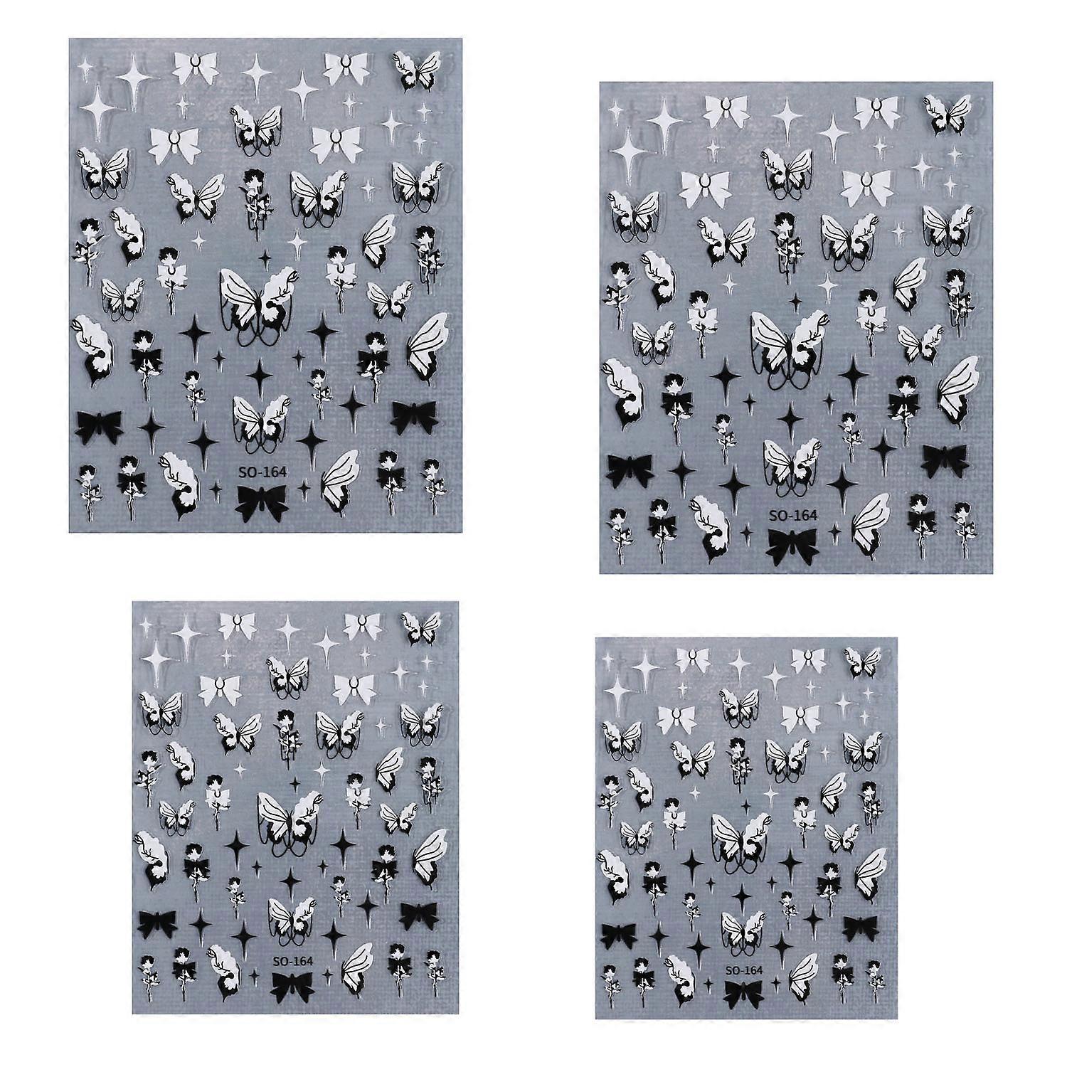 4 butterfly nail stickers (silver)