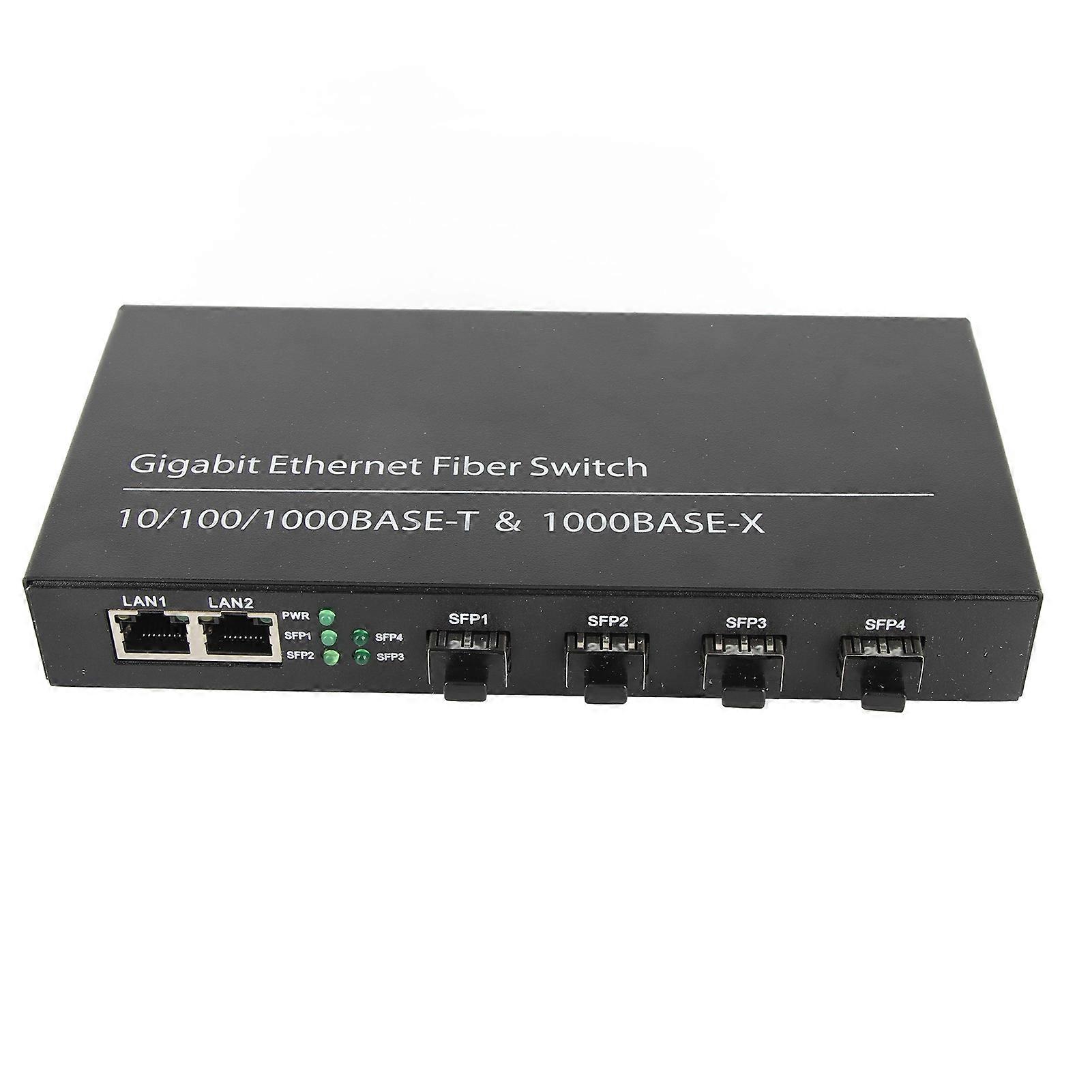 SFP Ethernet Fiber Switch Up To 120km 4 Optical Port 2 Electrical Port 10 100 1000M Ethernet Fiber Transceiver 100?240V UK Plug YEMMA