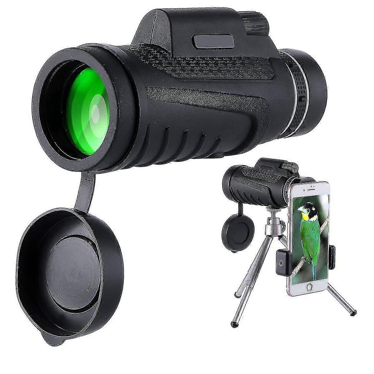 12x50 Monocular Telescope,high Power Telescopes With Low Night Vision Waterproof Fog-proof Smartphone Adapter Tripod Holder -black